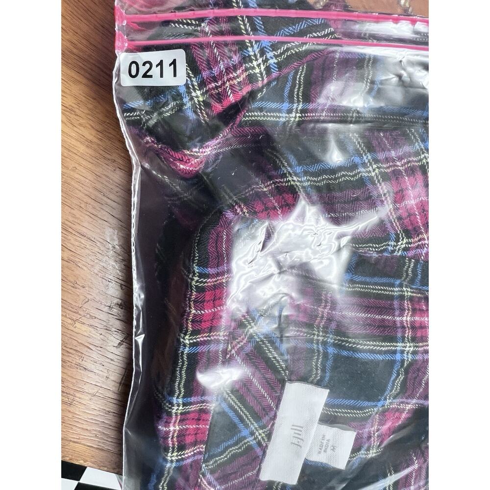 J Jill Plaid Button Down Tie‎ Back Medium Tunic Top Red Black Preppy Holiday - Picture 14 of 14